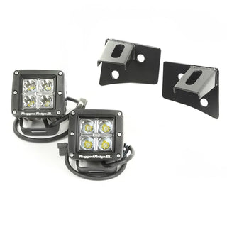 Rugged Ridge Square Windshield LED Light Kit w/ Brackets: Fits Most Jeep Wrangler Models (2007-2018)