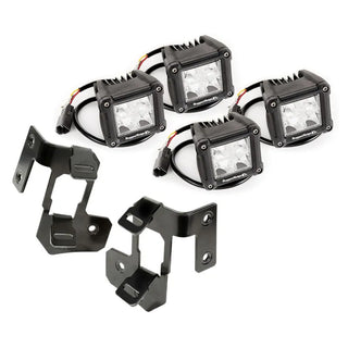 Rugged Ridge Black Dual Cube A-Pillar Light Mount Kit: Jeep Wrangler (07-18) w/ 4 LED Cubes