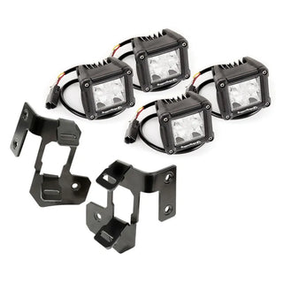 Rugged Ridge Black Dual Cube A-Pillar Light Mount Kit: Jeep Wrangler (07-18) w/ 4 LED Cubes