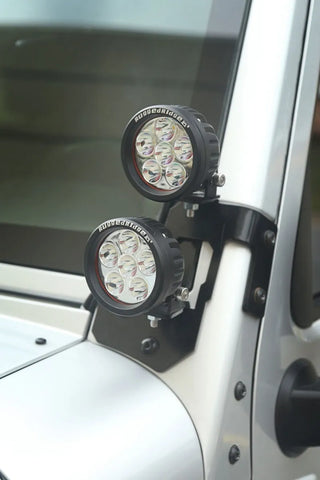 Rugged Ridge Semi-Gloss Black Steel A-Pillar Light Mount: Jeep Wrangler (07-18)