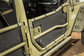 Rugged Ridge Reinforced Mesh Tube Door Covers (FRONT): Fits Jeep Wrangler (07-18) - Black