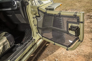 Rugged Ridge Reinforced Mesh Tube Door Covers (FRONT): Fits Jeep Wrangler (07-18) - Black