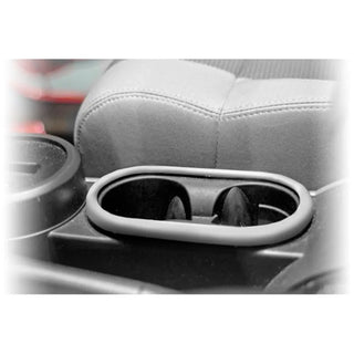 Rugged Ridge Brushed Silver Front Cup Holder Trim: Fits Most Jeep Wrangler Models (2007-2018)