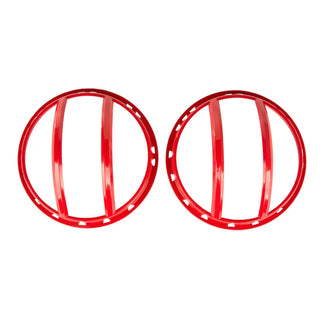 Rugged Ridge Red Powder Coated Aluminum Headlight Euro Guards (F&R): Jeep Wrangler (07-18)