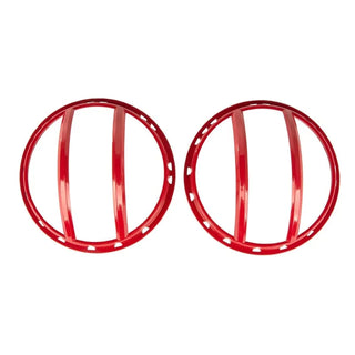 Rugged Ridge Red Powder Coated Aluminum Headlight Euro Guards (F&R): Jeep Wrangler (07-18)
