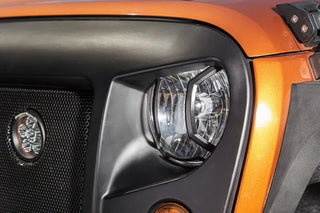 Rugged Ridge Textured Black Elite Headlight Euro Guards: Fits Most Jeep Wrangler Models (2007-2018)
