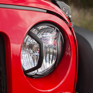 Rugged Ridge Textured Black Elite Headlight Euro Guards: Fits Most Jeep Wrangler Models (2007-2018)