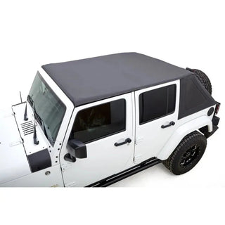 Rugged Ridge Black Diamond Stitch Cloth Voyager Soft Top: Fits Most Jeep Wrangler Models (2007-2018)