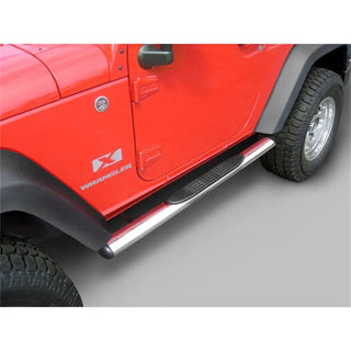 Rugged Ridge SS 4 1/4-In Oval Side Steps: Jeep Wrangler (07-18) w/ Brackets and Hardware
