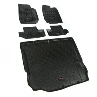 Rugged Ridge All Terrain Floor Liner Kit (F&R & Cargo): Fits Jeep Wrangler (07-18) - Black