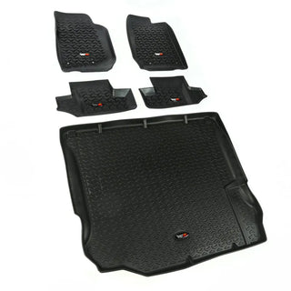 Rugged Ridge All Terrain Floor Liner Kit (F&R & Cargo): Fits Jeep Wrangler (07-18) - Black