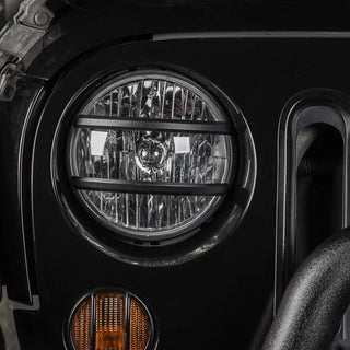 Rugged Ridge Black Elite Pivotal Headlight Euro Guard: Fits Most Jeep Wrangler Models (2007-2018)