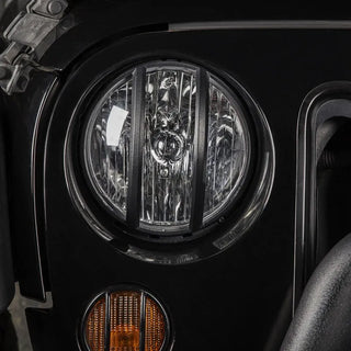 Rugged Ridge Black Elite Pivotal Headlight Euro Guard: Fits Most Jeep Wrangler Models (2007-2018)