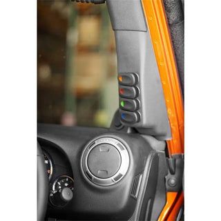 Rugged Ridge A-Pillar 4 Switch Pod Black RHD: Fits Most Jeep Wrangler JK Models (2011-2018)