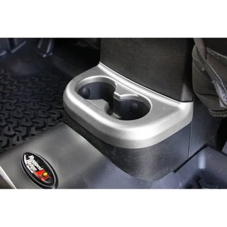 Rugged Ridge Silver 2nd Row Cup Holder Trim: Fits Most Jeep Wrangler Models (2007-2018)