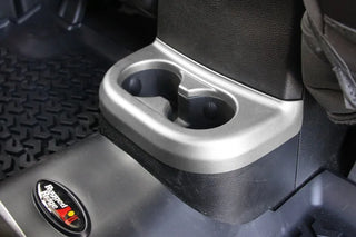 Rugged Ridge Silver 2nd Row Cup Holder Trim: Fits Most Jeep Wrangler Models (2007-2018)
