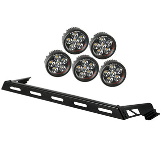 Rugged Ridge 5 Round LED Hood Light Bar Kit: Fits Most Jeep Wrangler Models (2007-2018)