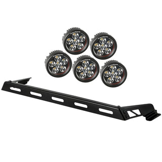 Rugged Ridge 5 Round LED Hood Light Bar Kit: Fits Most Jeep Wrangler Models (2007-2018)
