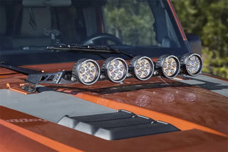 Rugged Ridge 5 Round LED Hood Light Bar Kit: Fits Most Jeep Wrangler Models (2007-2018)