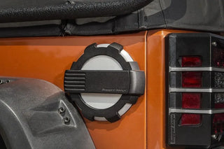 Rugged Ridge Elite Brushed Aluminum Fuel Door Non-Lock: Fits Most Jeep Wrangler Models (2007-2018)