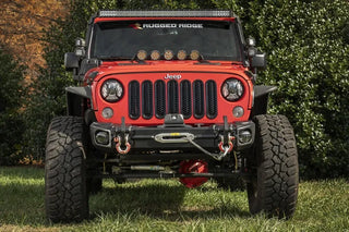 Rugged Ridge Arcus Front Bumper Set w/ Tray & Hooks: Jeep Wrangler (07-18) - Satin Black