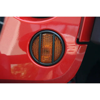 Rugged Ridge Black Powder Coated Steel Turn Signal Euro Guards: Jeep Wrangler (07-18)