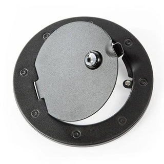 Rugged Ridge Textured Black Locking Gas Cap Door: Fits Most Jeep Wrangler Models (2007-2018)