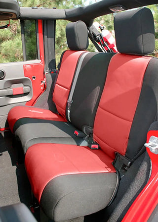 Rugged Ridge Neoprene Seat Cover Kit (2-DOOR): Jeep Wrangler 2007-2018 - Black/Red