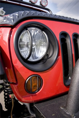 Rugged Ridge Black Headlight Bezels: Fits Most Jeep Wrangler Models (2007-2018)