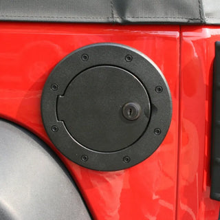 Rugged Ridge Locking Black Powder Coated Aluminum Gas Cap Door: Jeep Wrangler (07-18)