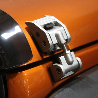 Rugged Ridge Silver Aluminum Hood Catch Kit: Fits Most Jeep Wrangler Models (2007-2018)