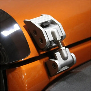 Rugged Ridge Silver Aluminum Hood Catch Kit: Fits Most Jeep Wrangler Models (2007-2018)