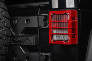 Rugged Ridge Red Elite Tail Light Guards: Fits Most Jeep Wrangler JK Models (2007-2018)