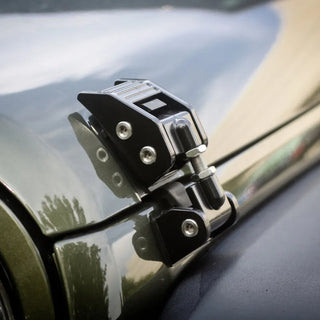 Rugged Ridge Black Aluminum Hood Catches: Fits Most Jeep Wrangler Models (2007-2018)