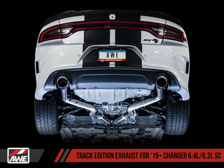 AWE Track Edition Catback Exhaust Chrome Silver Tips (REAR): Charger R/T Scat Pack 6.4L / SRT 392 / Hellcat & Redeye 6.2L 2015-23