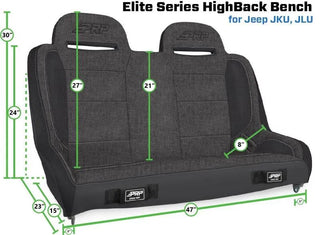 PRP Seats Elite Series Suspension Bench Seat (REAR): Jeep Wrangler / Gladiator (07-26)