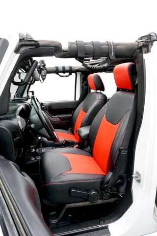 PRP Seats Front Seat Covers (PAIR): Fits Most Jeep Wrangler JK Models (2007-2018) - Black/Red