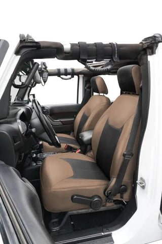 PRP Seats Front Seat Covers (PAIR): Fits Most Jeep Wrangler JK Models (2013-2018) - Black/Tan