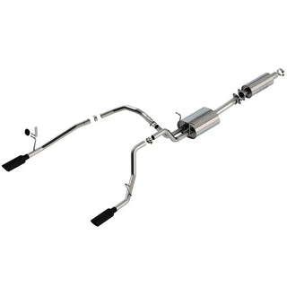 Borla S-Type Cat-Back Exhaust System (Dual Rear Exit, Black Tips): Ram 3.6L V6 1500 2019 - 2024