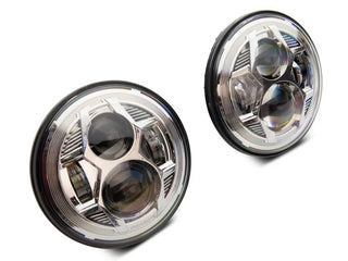 Raxiom 7-In LED Headlights Chrome Housing (PAIR): Fits Most Jeep Wrangler Models (2007-2018)