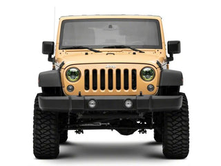 Raxiom 7-In LED Headlights Green Housing Clear Lens: Fits Most Jeep Wrangler Models (2007-2018)