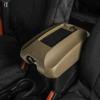 Rugged Ridge Center Console Cover w/Phone Holder (TAN): Fits Most Jeep Wrangler Models (2007-2018)