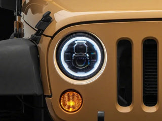 Raxiom Axial Series 7-Inch LED Headlights w/ DRL Turn Signals (F&R): Jeep Wrangler (07-18)