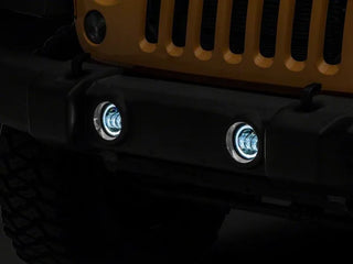 Raxiom Axial Series Halo LED Fog Lights (FRONT): Fits Most Jeep Wrangler Models (2007-2018) - Amber