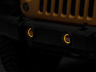 Raxiom Axial Series Halo LED Fog Lights (FRONT): Fits Most Jeep Wrangler Models (2007-2018) - Amber