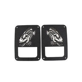Fishbone Offroad Aluminum Tail Light Covers (REAR): Jeep Wrangler (07-18) - Black Textured