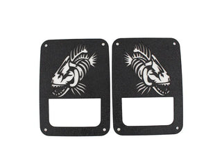 Fishbone Offroad Aluminum Tail Light Covers (REAR): Jeep Wrangler (07-18) - Black Textured