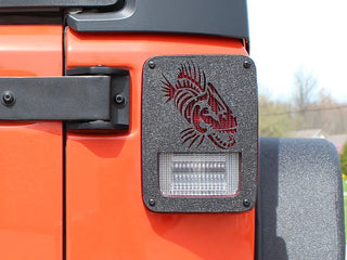 Fishbone Offroad Aluminum Tail Light Covers (REAR): Jeep Wrangler (07-18) - Black Textured