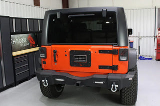 Fishbone Offroad Aluminum Tail Light Covers (REAR): Jeep Wrangler (07-18) - Black Textured