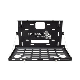 Fishbone Offroad Tailgate Table: Jeep Wrangler (07-18) w/ SS Hardware - Black Textured